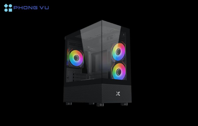 PC PV Gaming Apollo E006 Intel Core i3-12100F trang bị thùng case Xigmatek Alphard M 3GF giúp làm mát hiệu quả, tăng không gian lưu trữ