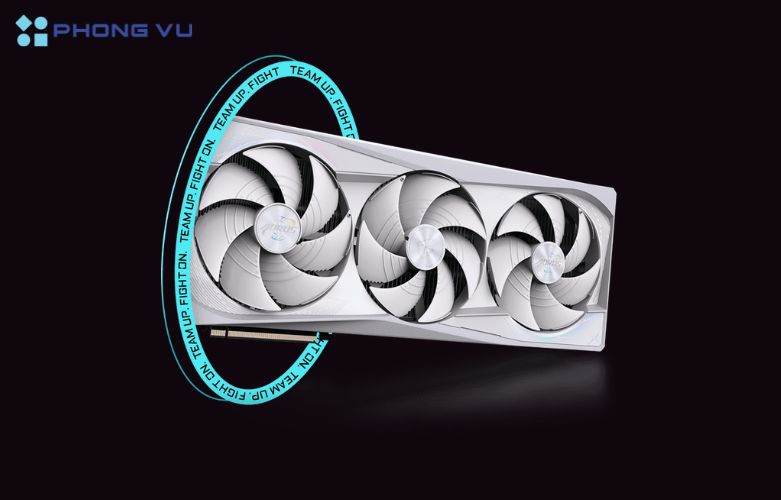 Card màn hình GIGABYTE AORUS GeForce RTX™ 5090 MASTER ICE 32G 32GB GDDR7 trang bị hệ thống đèn đẹp mắt, mang lại trải nghiệm thẩm mỹ cho người sử dụng