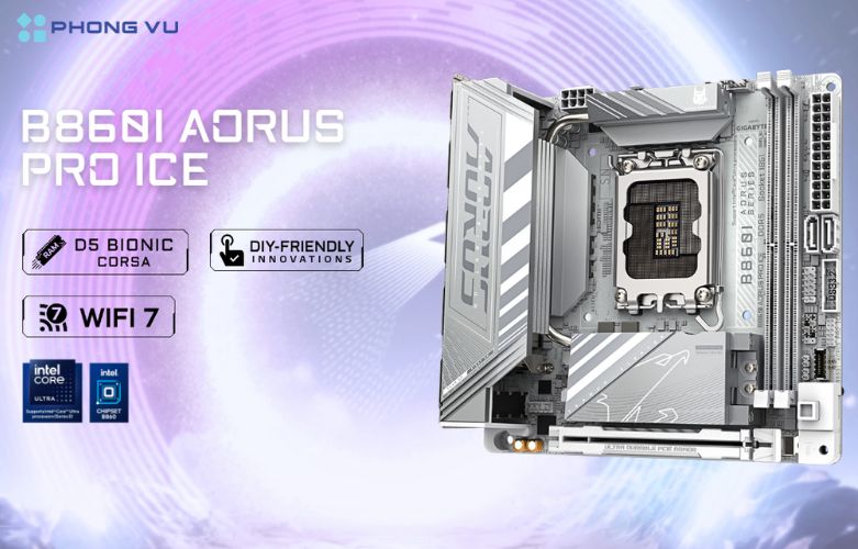 Mainboard GIGABYTE B860I AORUS PRO ICE với hiệu suất vượt trội với chipset Intel® B860 và tính năng tân tiến