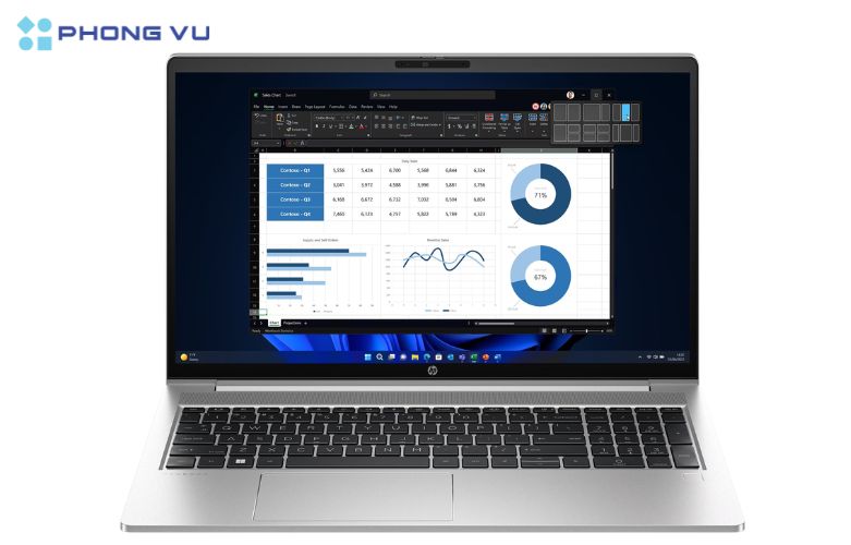 Thiết kế màn hình Laptop HP ProBook 450 G10 - 9H8V8PT không chỉ tăng tính thẩm mỹ mà còn tối ưu hóa không gian hiển thị, tạo cảm giác hiện đại và thoải mái khi sử dụng