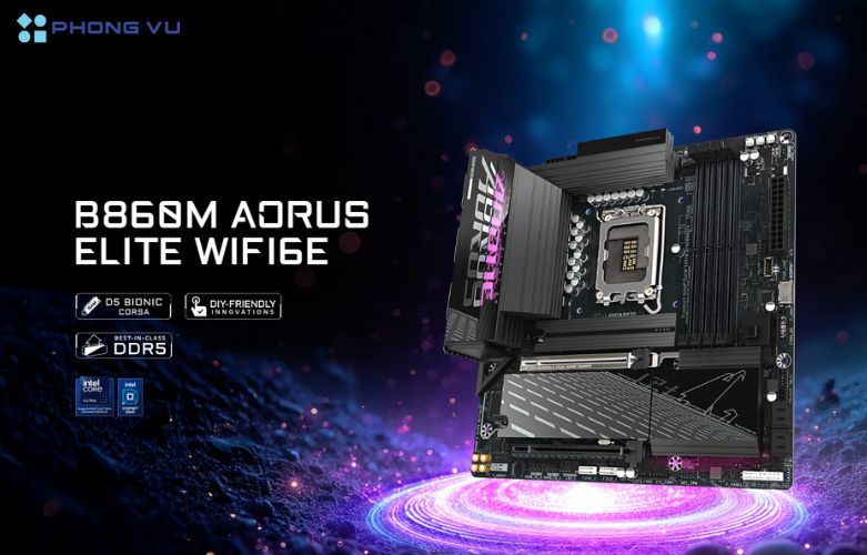 Mainboard Gigabyte B860M AORUS ELITE WIFI6E: Tối ưu hiệu suất với Intel B860 Chipset và hỗ trợ DDR5 lên đến 256GB