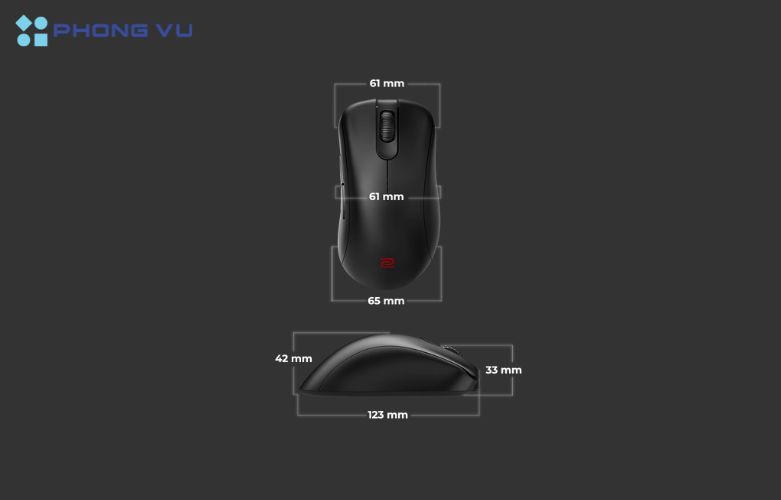 Chuột ZOWIE EC2-CW sở hữu thiết kế không đối xứng (asymmetrical ergonomic)