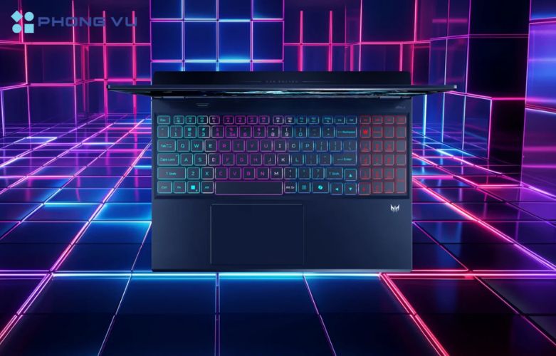 Laptop ACER Predator Helios Neo 16S AI PHN16S-71-94T0 trang bị đèn nền bàn phím giúp người chơi dễ dàng chiến game trong điều kiện ánh sáng yếu