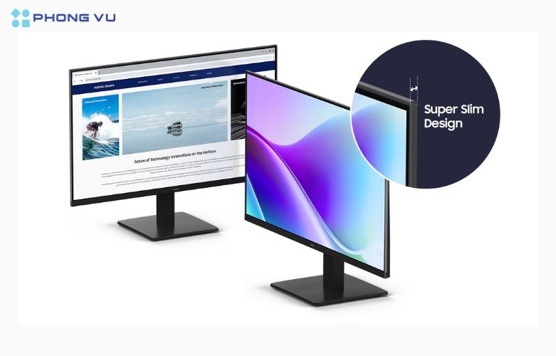 Thiết kế sang trọng với viền mỏng 4 cạnh, kích thước 540.7 x 428.5 x 175.1 mm – Màn hình LCD Samsung 24 inch LS24F320GAEXXV dễ dàng lắp đặt, nâng tầm không gian làm việc