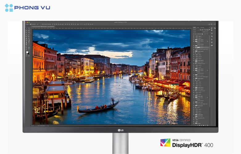 Màn hình LG 27inch 27UP850K-W.ATV có độ phân giải 4K Ultra HD, mang lại hình ảnh sắc nét gấp 4 lần so với Full HD, giúp hiển thị chi tiết rõ ràng và chân thực hơn.