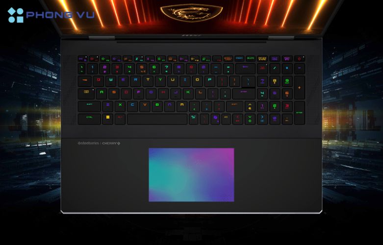 Bàn phím và touchpad cùng nhau tạo ra một trải nghiệm ánh sáng cực đỉnh, nâng cao tính thẩm mỹ và hiệu quả làm việc