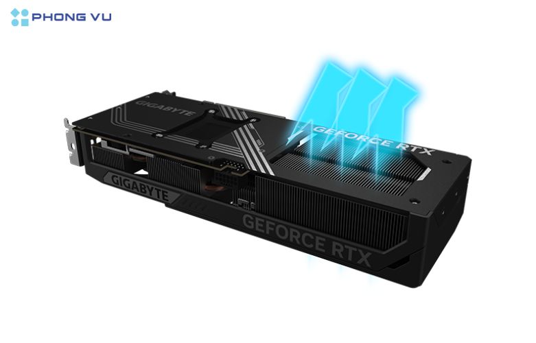 Tản nhiệt WINDFORCE với ba quạt, ống đồng tiếp xúc trực tiếp và lá nhôm mật độ cao giúp duy trì nhiệt độ tối ưu