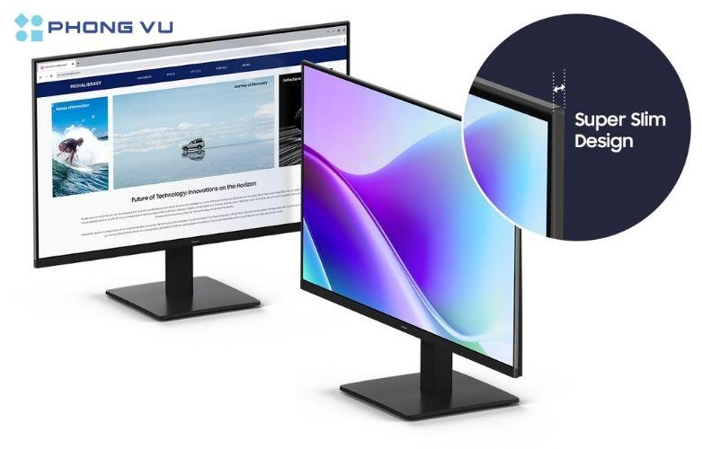 Màn hình Samsung LS27F320GAEXXV mang thiết kế nhỏ gọn, tinh tế, phù hợp với nhiều vị trí trong không gian làm việc của người dùng