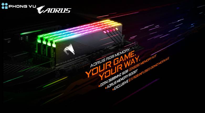 Dòng RAM Gigabyte AORUS RGB cao cấp, có tính thẩm mỹ cao