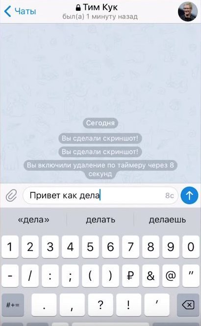 Автоудаления в секретом чате