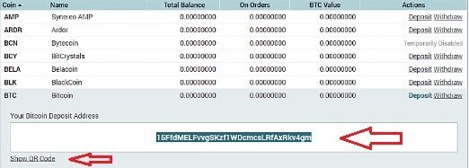 Пополнение баланса на бирже Poloniex // poloniex.com