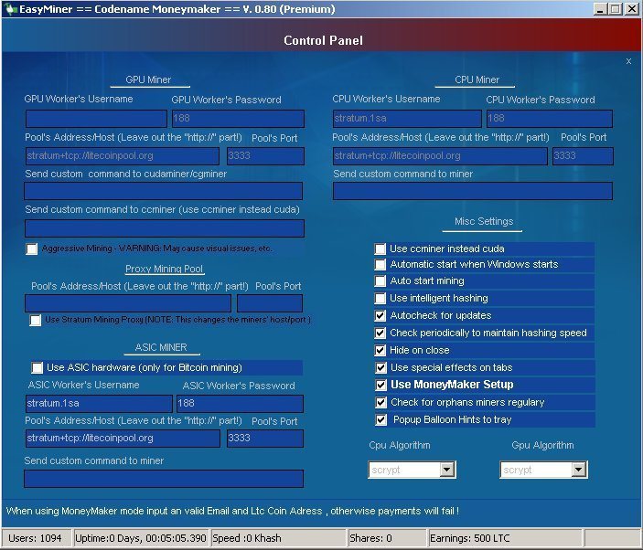 Software to mine litecoin