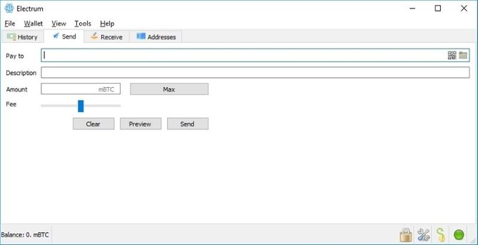 Интерфейс кошелька Электрум // Источник: Electrum