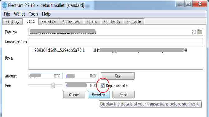 Replace-by-fee в кошельке Electrum