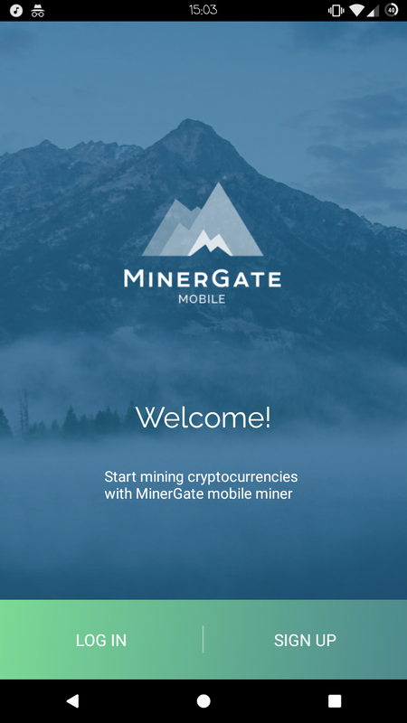 Главная страница приложения MinerGate