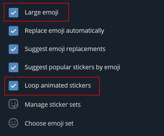 Turn on animated emojis