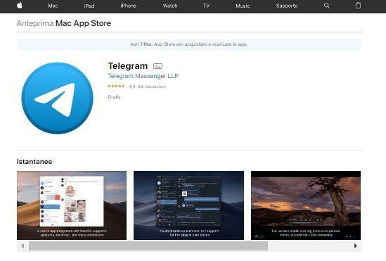 Страница Telegram для macOS в Mac App Store