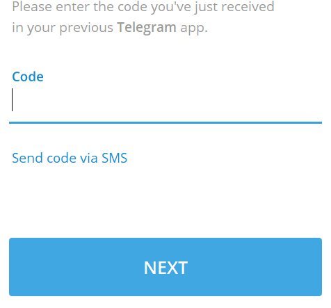 "Send code via SMS" option