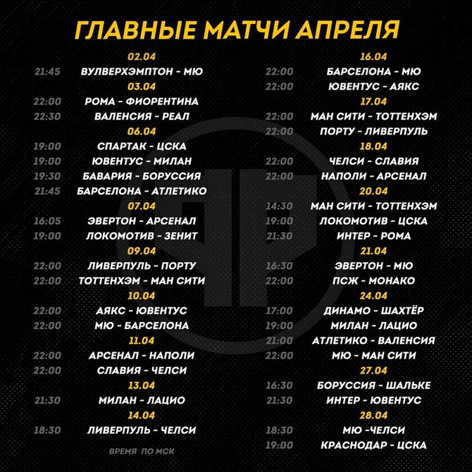Топ-матчи апреля // vk.com/footballru