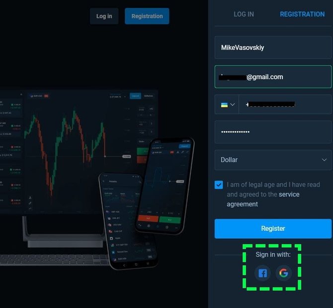 Registration on Olymp Trade