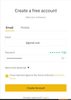 Binance registration form