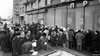 Queue at the cash desk of bank in Russia for fiat money, 1991