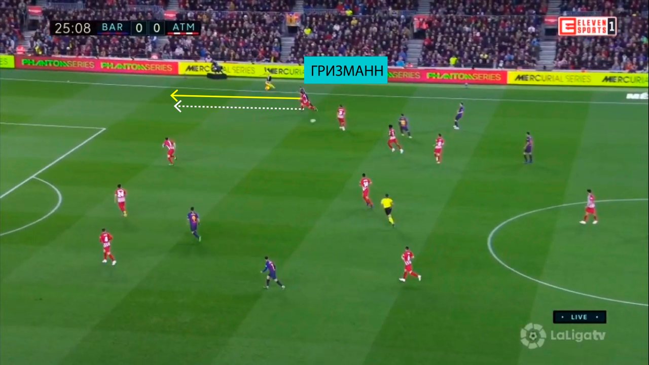Гризманн отрабатывает сзади
