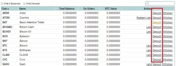 Пополнение баланса на бирже Poloniex