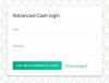 Login window for Advacash payment system