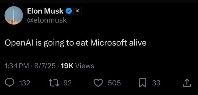 Реакция Илона Маска после релиза: "OpenAI сожрет Microsoft живьем"