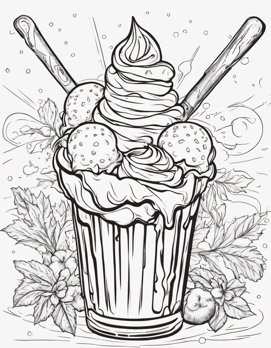 realistic ice cream coloring page