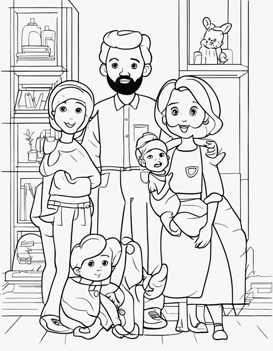 cartoon family coloring page