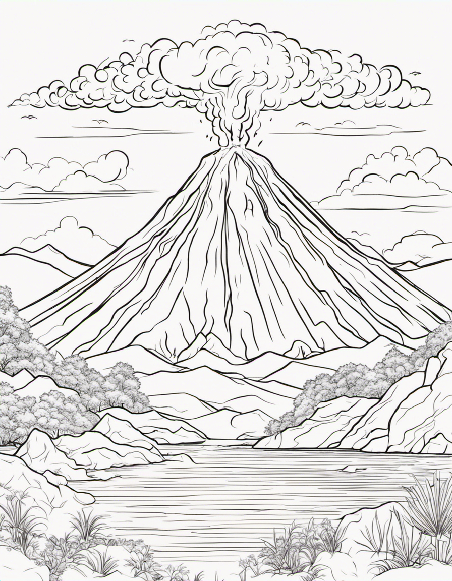 volcano for children coloring page