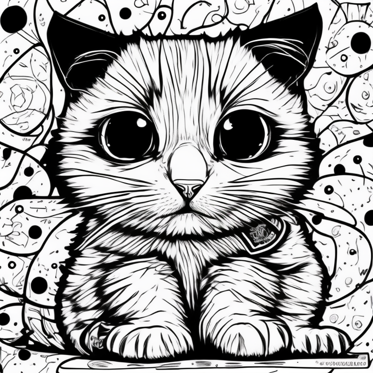 Gatinho na sua Casa nova depois de ser adotado coloring page