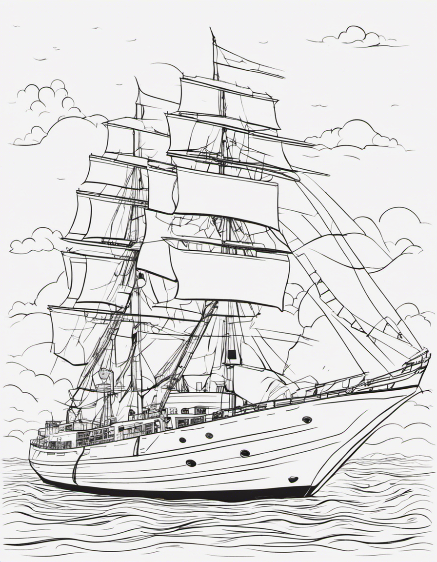 boat ship coloring page