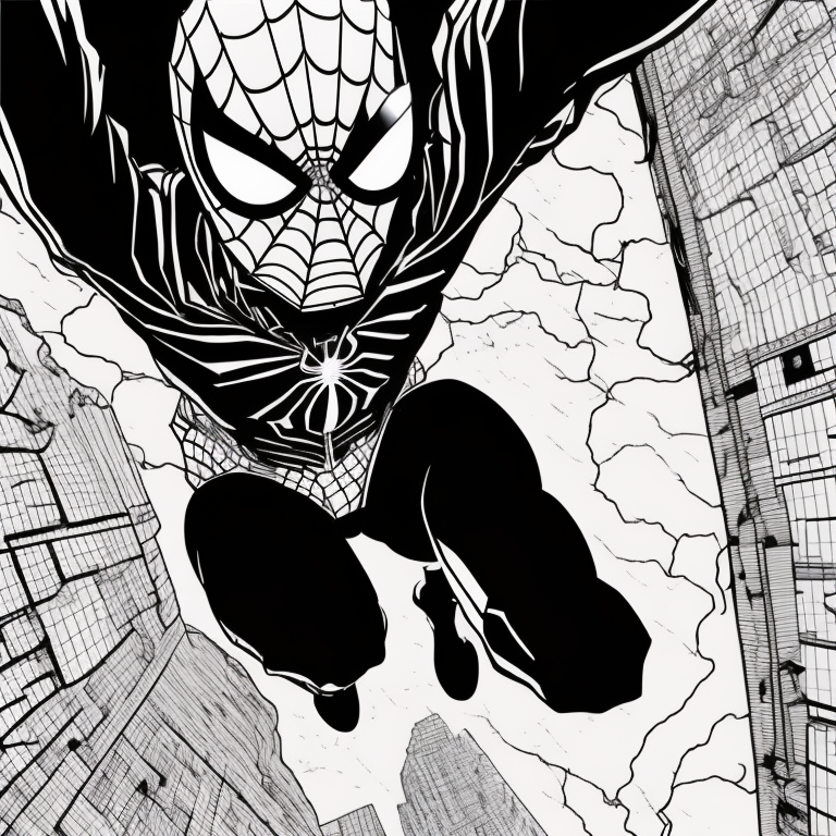 spiderman fly coloring page