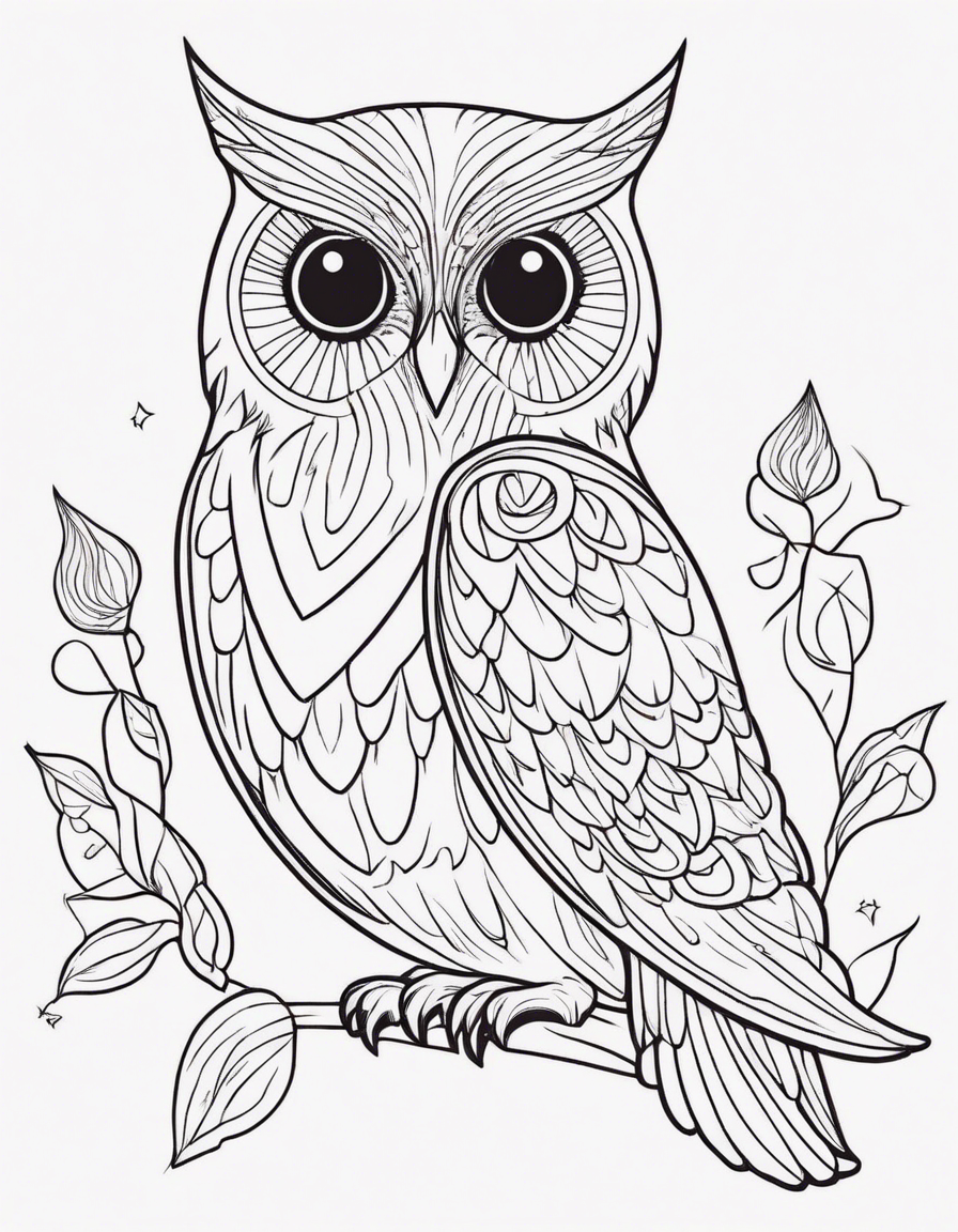 Kawaii Sweet Ghostly Owl coloring page