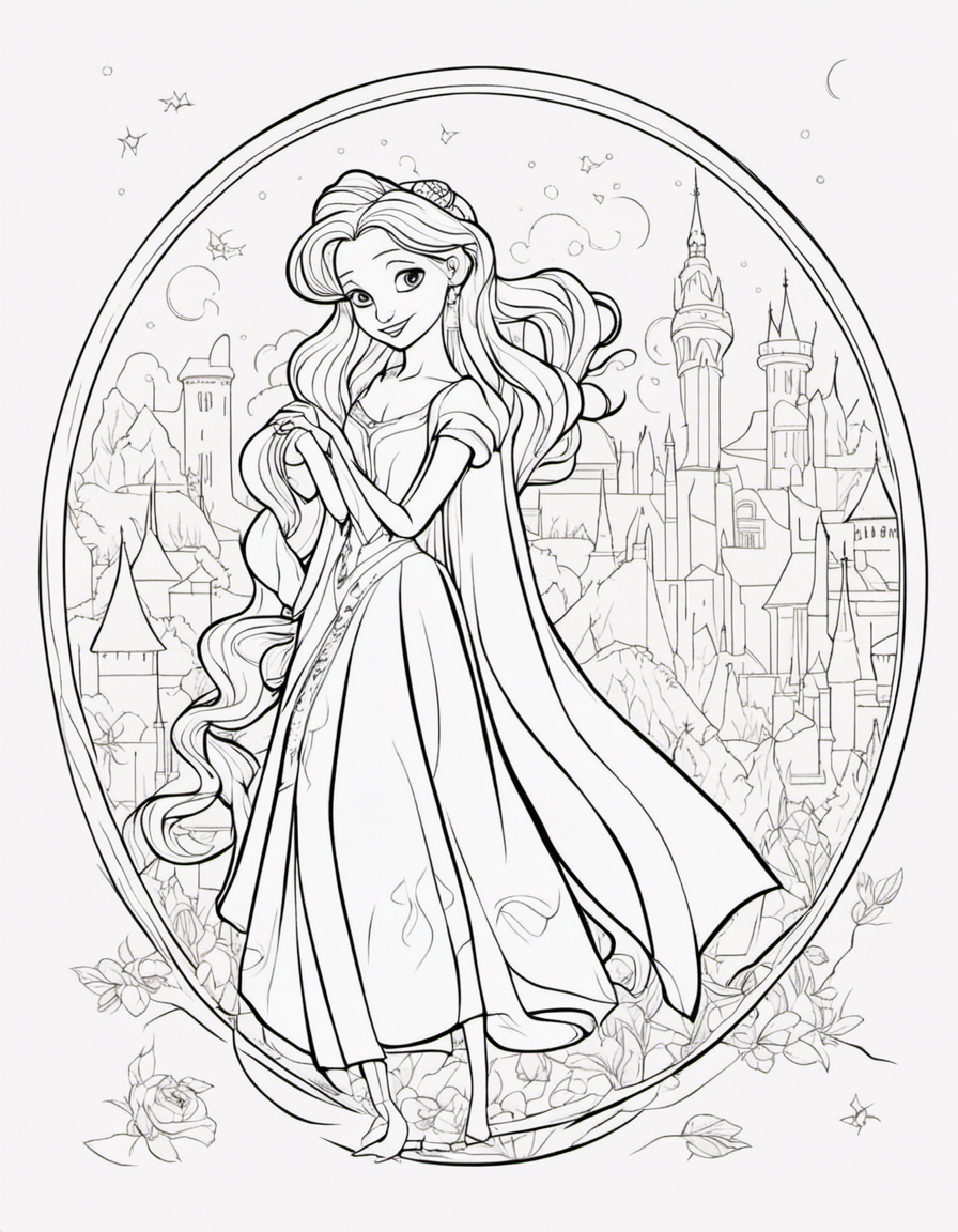 cartoon tangled coloring page