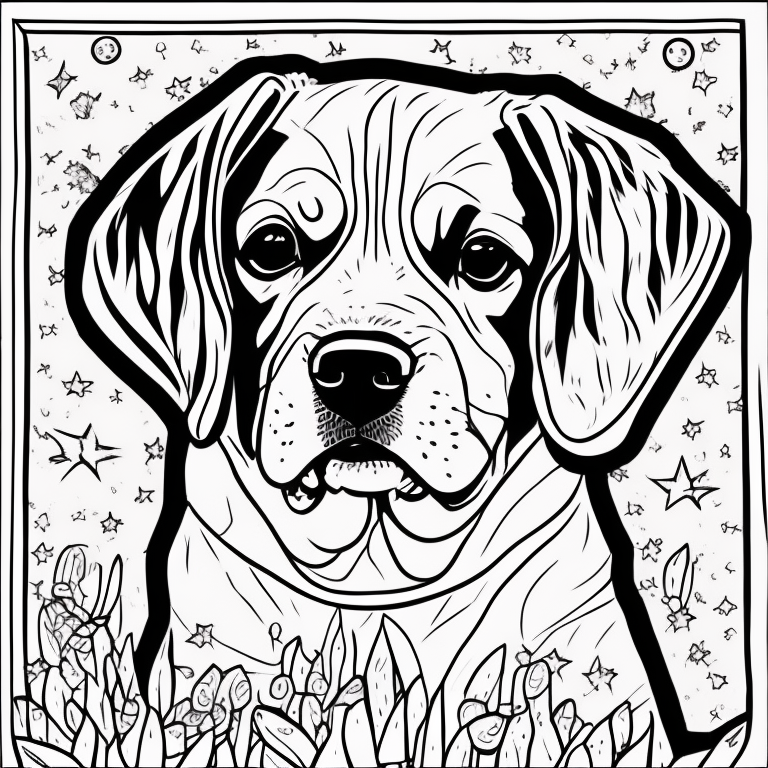 Desenho para colorir do cachorro da raça Beagle para construir um e-book de colorir somente dessa raça coloring page