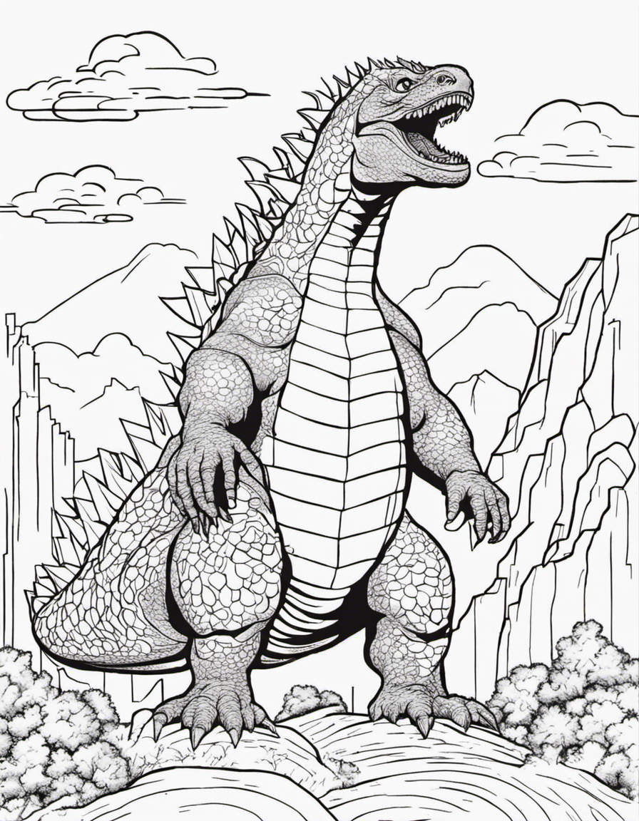 godzilla for children coloring page