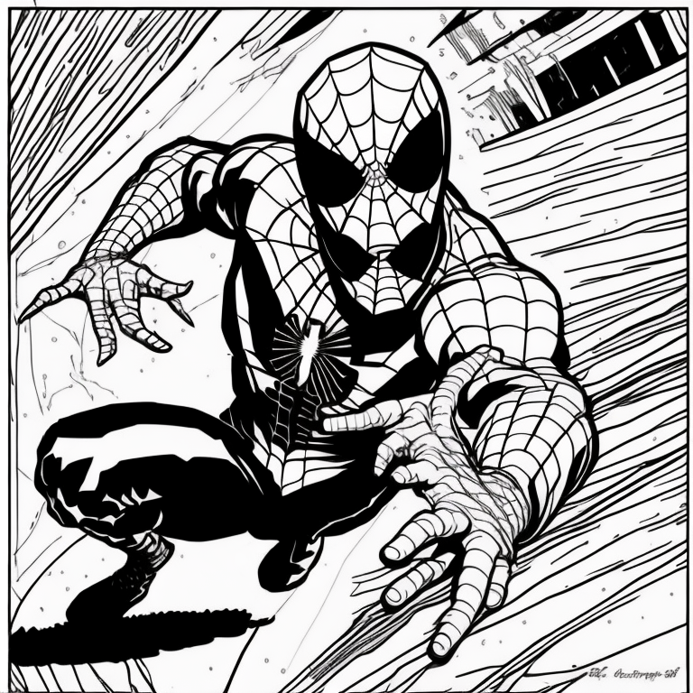 Spiderman fighting with a spider with hair coloring page