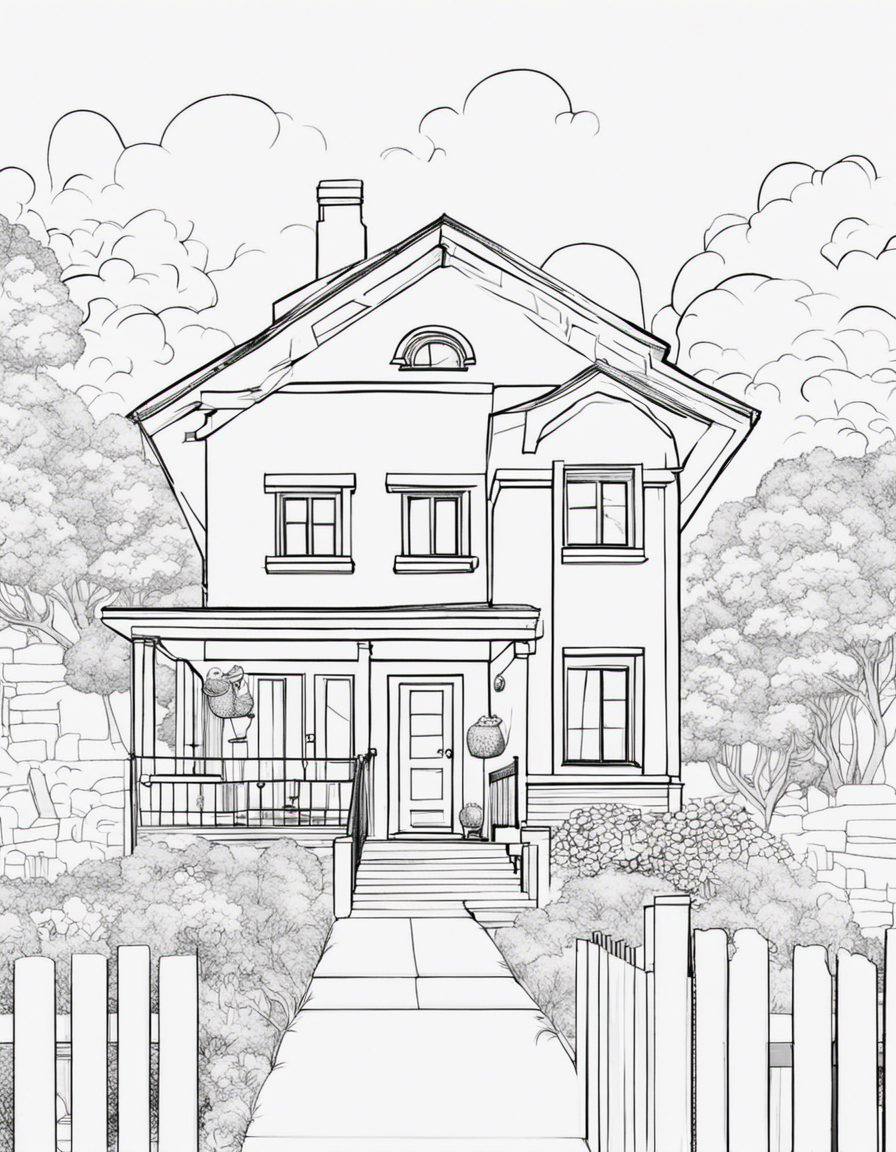 cartoon house coloring page