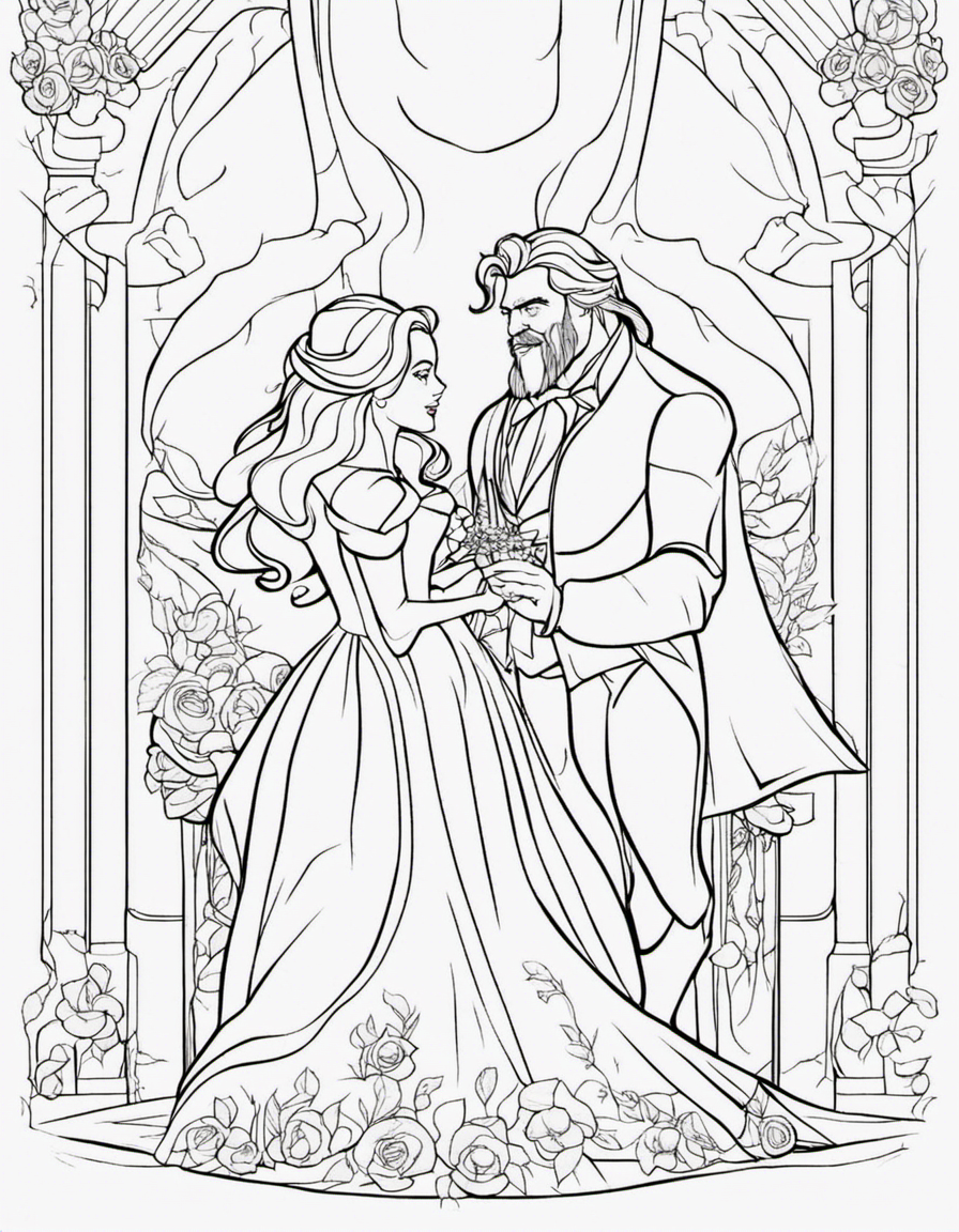 beauty and the beast coloring pages