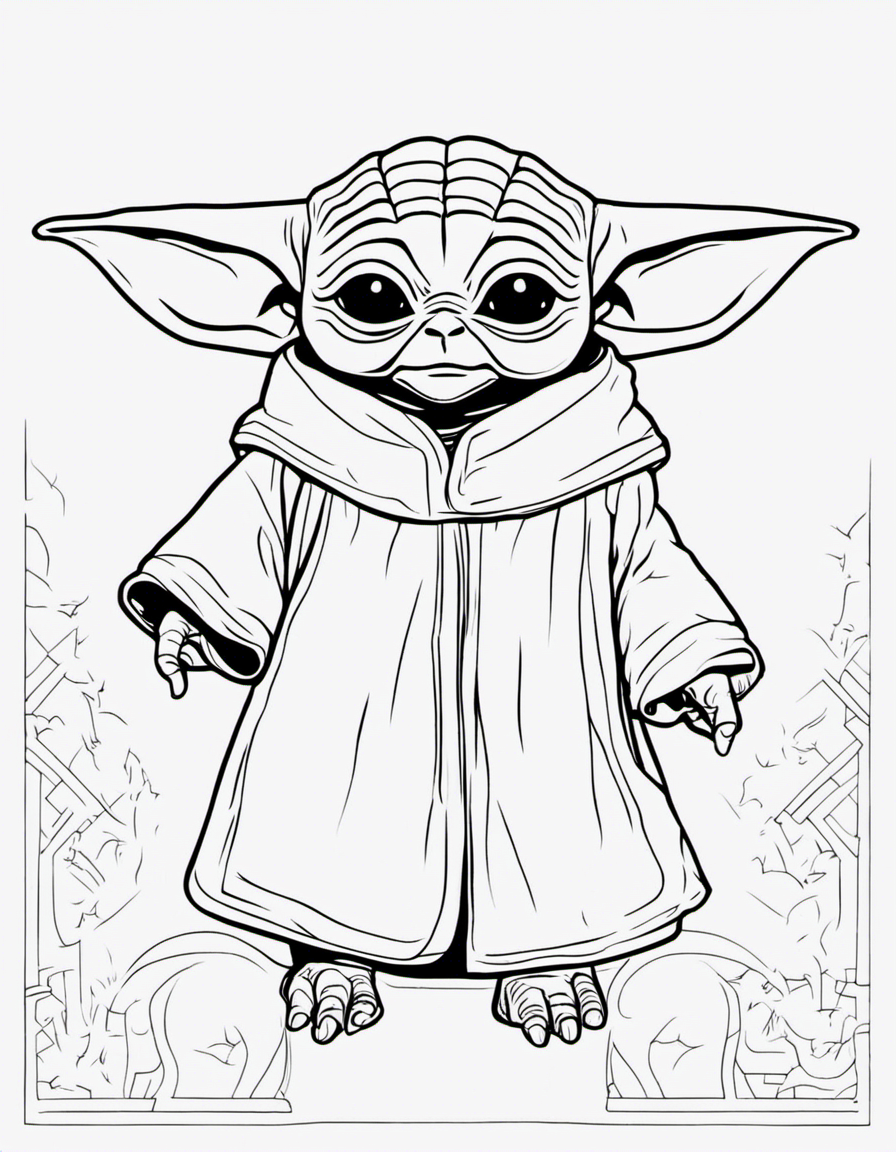 realistic baby yoda coloring page