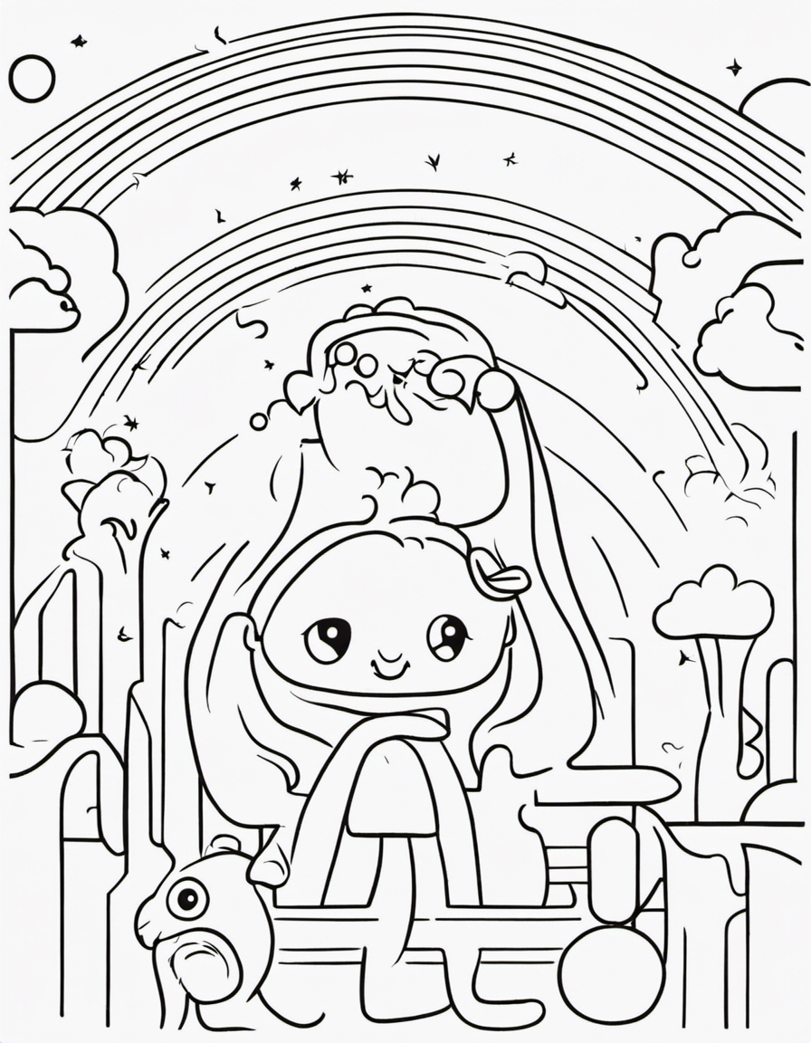 rainbow friends for children coloring page