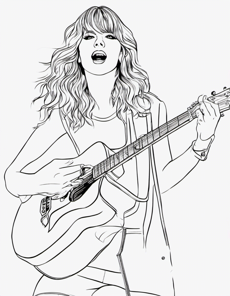 Free Taylor Swift Performing coloring page 2023