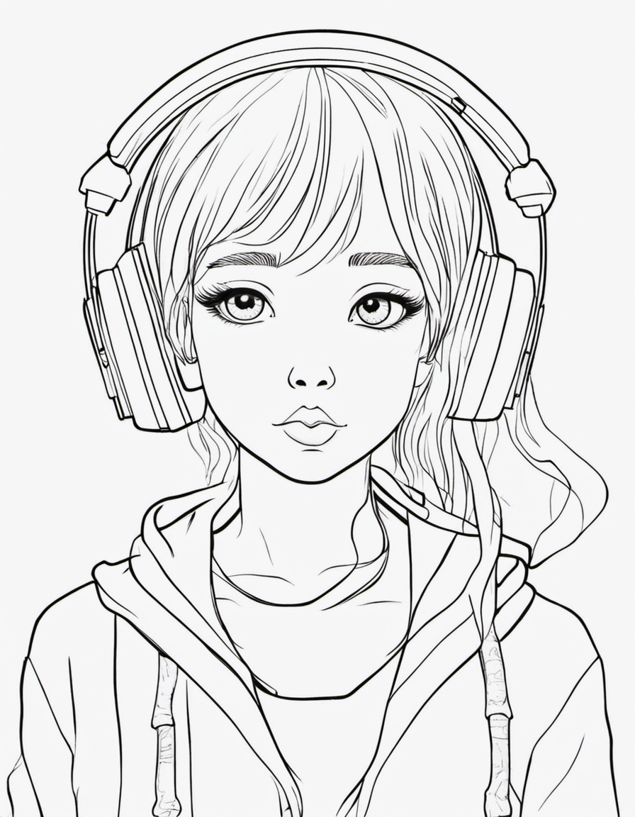 realistic chibi coloring page