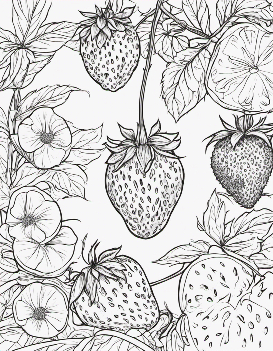 realistic strawberry coloring page