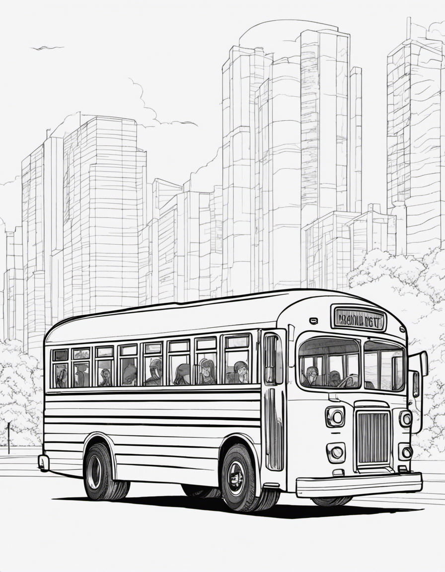 realistic school bus coloring page