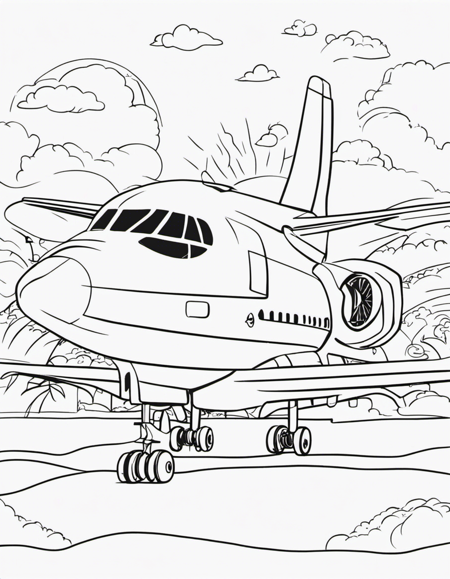 airplane for children coloring page